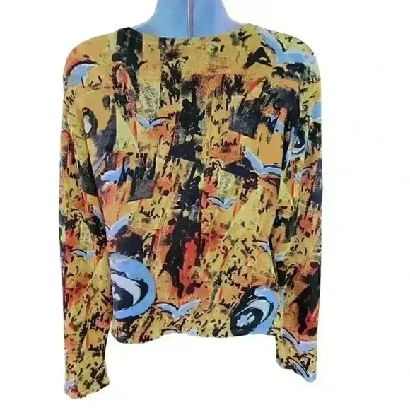 Mark Richards Collection Silk & Spandex Long Sleeve Multi Color Knit Top - Picture 3 of 5